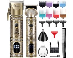 Hatteker Professionele 3-in-1 Tondeuse Set voor Mannen – Draadloze – Haartrimmer, T-Blade Trimmer en Neustrimmer – Complete Grooming Set