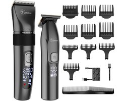 Hatteker Professionele Tondeuse Set – Haartrimmer & Baardtrimmer voor Heren – T-Blade Precisietrimmer – IPX7 Waterdicht – Zwart