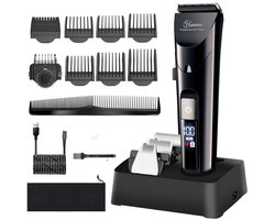 Hatteker Professionele Tondeuse Set voor Heren – Baardtrimmer, Precisietrimmer, Haartrimmer & Langhaartrimmer – 4-in-1 – Oplaadbaar & Netstroom – Waterdicht