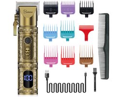 Hatteker Professionele Tondeuse voor Mannen – T-Blade Haartrimmer en Baardtrimmer met LED Display – Bronzen