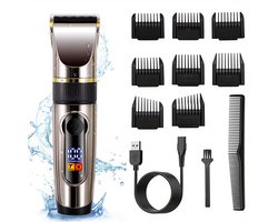 HATTEKER Tondeuse – Haartrimmer en Baardtrimmer – Keramische Messen – LED Display – Zwart