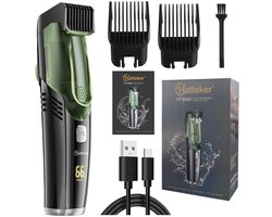HATTEKER Tondeuse met Vakuümfunctie – Baardtrimmer – 1–20 mm Lengte-instelling – IPX6 Waterdicht – USB-C Opladen – Stil & Precies