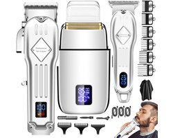 HAUSS SPOLE Baardtrimmer Mannen Set Van 3 - Verzorging Voor Mannen-Trimmer voor Baard en Lichaam - 180 min draadloos gebruik - Trimmer voor Hoofd & Baard - Haartrimmer mannen - Waterdicht - Wit