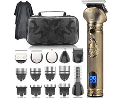 HAUSS SPOLE Tondeuse Set-6 In 1 Precisie & Kracht-Thuis & Reizen-Compact-Draadloze Tondeuse - Tondeuse Mannen - Haartrimmer - Tondeuses - Complete Set - Goud