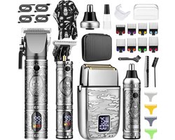 HAUSS SPOLE Tondeuse Set-Multifunctioneel & Precisie-Thuis & Reizen-Thuis & Reizen-Compact-Draadloze Tondeuse - Tondeuse Mannen - Haartrimmer - Tondeuses - Complete Set - Zilver