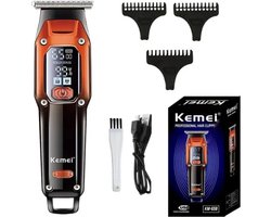 Kemei - KM 246 - Tondeuse - Trimmer - Oplaadbare Draadloze Elektrische Mens Facial Baard Scheerapparaat - Inclusief FuturiQ oplaadkabel - Rood