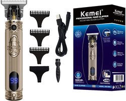 Kemei KM-700B - Luxe Tondeuse - Professionele Trimmer - Groomer - Scheerapparaat - Baardtrimmer - Precisietrimmer - Haarstyling - Haartrimmer - Goudkleurig - Draadloos - USB Opladen - Inclusief 3 opzetkammen & Olieflesje