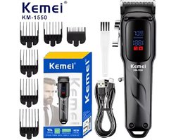 Kemei PRO KM-1550 Professionele Tondeuse voor Mannen LED Display Draadloze USB lader Haar Tondeuse