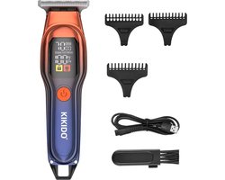 Krachtige Digitale Scheerapparaat - Mini 0,5mm Trimmer + 3 Opzetstukken - Usb-Oplaadbare Trimmer voor Gezichtshaar, Hoofdhaar en Lichaamshaar - Perfecte Lichaamshaar Verzorging - Digitale Batterij Indicator - Kleur: Rood/Blauw