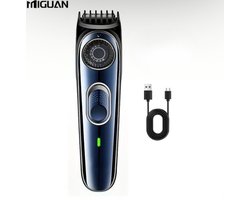 Miguan Tondeuse - Ingebouwde Clipper met 20standen 0,5mm tot 10mm - Usb Oplaadbare Scheerapparaat voor Gezichtshaar, Hoofdhaar en Lichaamshaar - Perfecte Lichaamshaar Verzorging - Batterij Indicator - Kleur: Blauw