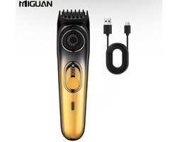Miguan Tondeuse - Ingebouwde Clipper met 20standen 0,5mm tot 10mm - Usb Oplaadbare Scheerapparaat voor Gezichtshaar, Hoofdhaar en Lichaamshaar - Perfecte Lichaamshaar Verzorging - Batterij Indicator - Kleur: Goud
