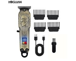 MIGUAN Vintage Tondeuse - Digitale Trimmer met 4 Opzetstukken - Usb Oplaadbare Scheerapparaat voor Gezichtshaar, Hoofdhaar en Lichaamshaar - Digitale Batterij Indicator - Perfecte Lichaamshaar Verzorging voor Dames en Heren - Kleur: Brons