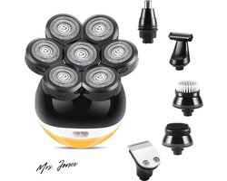 Mrs. Jones 6-in-1 scheerapparaat voor heren 7D roterend waterdicht geen absolute baardtrimmer draagbaar oplaadbaar draadloos nat en droog tondeuse set .