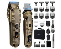 Novendo Goods – Professionele elektrische tondeuse Set – Perfecte set voor kappers - 2-Delige scheer- en precisietrimmer voor huid, baard, haarlijn & kaal hoofd – Stil, krachtig & precisie scheren