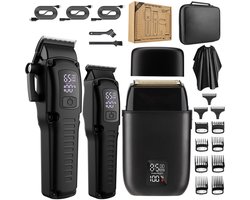 OKWISH Tondeuses - 4-in-1 Tondeuse Mannen met Professionele Tondeuse en Trimmer Set - Elektrische Tondeuse met 8500 RPM en LED-Display - ABS - Zwart