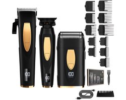 OKWISH Tondeuses - Oplaadbare Tondeuse Set Voor Thuis, Haar Tondeuse En Langhaarschneider Met Trimmer Set, ABS, Zwart