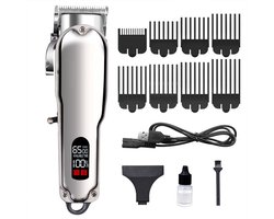 Pro Hair Clipper Set – RVS Blade & Draadloos – Professionele Baard- & Haartrimmer – USB Oplaadbaar met LCD – Verstelbare Kapslengte – Voor Heren – Zwart – Compact – 1 Stuk