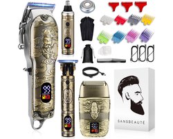 Professionele Draadloze 5-in-1 Tondeuse met Foil Shaver - Sansbeauté - Tondeuse Mannen Hoofdhaar - Cheveux Haar - Haartrimmer - Kapper Haar Machine - Haartondeuse - Trimmer Baard - Barbe Hair Clipper - Kapper Buddha Trimmer - Barber Set - Kappersset