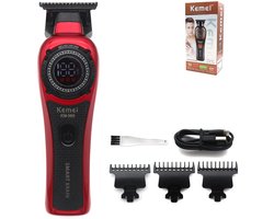 Professionele Kemei KM-999 Draadloze T-Blade Tondeuse – Digitale Display – Oplaadbaar – Inclusief 3 Opzetkammen – Voor Barbiers & Thuisgebruik