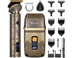 Scttomon 3-in-1 Tondeuse & Elektrisch Scheerapparaat voor Mannen – T-Blade Haarknipper & Neushaartrimmer – Foliescheerapparaat & Baardtrimmer – Tondeuse Cheveux – 3-voudige Mesjes – Draadloos