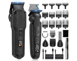Scttomon Professionele Tondeuse en 6-in-1 Trimmer Set voor Mannen – Haarknipper, Baardtrimmer, Precisietrimmer, Neustrimmer en Lichaamstrimmer – Complete 6-in-1 Verzorgingsset – Zwart