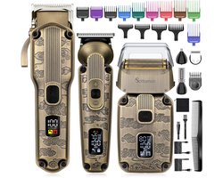 Scttomon Professionele Tondeuse – Scheerapparaat – 4-in-1 Trimmer Set voor Heren – Haartrimmer, Baardtrimmer, Neus- en Oortrimmer, Bodygroomer en Foliescheerapparaat – Professionele Grooming Kit