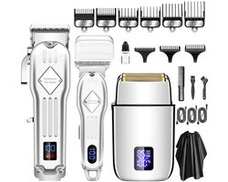 STILVORA Tondeuses - Draadloze Tondeuse Set met Haar Tondeuse en Trimmer, Professionele Kapsel Tondeuse, Oplaadbare Tondeuse, Metaal Roestvrij Staal, Wit