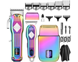 STILVORA Tondeuses - Oplaadbare Tondeuse Set Met T-Knife Barttrimmer, Professionele Trimmer Voor Haar En Baard, Metaal + Roestvrij Staal, 22,2x23,8x6,7 cm, Zilver