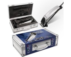 Tondeuse - IDItalian - In klein aktekoffertje van aluminium - 4 opzetkammen - 1 schaar - 1 kam - Olie - Reiniging borsteltje - Niet draadloos - 1.8 meter snoer - Professioneel