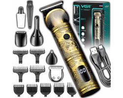VGR Voyager HW-M6 6-in-1 Trimmer – Tondeuse met LCD-Display & 14 Opzetstukken – USB-Oplaadbaar