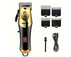 WEEME Clipper - Digitale Tondeuse - 4 Ingebouwde modi's/standen + 4Opzetstukken - Usb Oplaadbare Scheerapparaat voor Gezichtshaar, Hoofdhaar en Lichaamshaar - Perfecte Lichaamshaar Verzorging - Digitale Batterij Indicator - Kleur: Goud