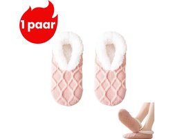 1 paar - Vloersokken - Winter fleece gevoerde, dikke, warme sokken - Dames antislip warme voetsokken - Schoenen en sokken - Roze