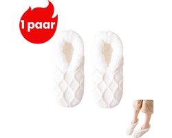 1 paar - Vloersokken - Winter fleece gevoerde, dikke, warme sokken en schoenen - Dames antislip warme voetsokken en schoenen - Wit