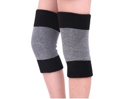 1 paar Warme Kniebraces Winter - Verdikt elastisch ontwerp - Sportkniebeschermers - Kniebeschermers voor de nacht - One Size Fits All - Geschikt voor mannen en vrouwen, dagelijkse oefeningen en warmte 's nachts - Zwart/grijs