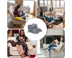 2 paar Verwarmingskussen voor voeten, pantoffels en elektrische voetwarmers, pantoffels, verwarmde schoenen, oplaadbaar, USB, voor volwassenen, vrouwen en mannen（grijs，roze）
