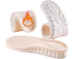 2 paar winterzolen dames heren schoenzolen thermisch warme bont inlegzolen thermische winter latex schuim inlegzool extra dik,Beige,EU 40-41