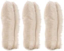 3 paar warme wollen inlegzolen, duurzaam en extra zacht, comfortabele en warme winterwol inlegzolen voor jongens en meisjes, beige,EU38