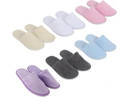 6 paar kleurrijke pantoffels set voor gasten - hotel - schoonheidssalon - party - wasbaar - antislip