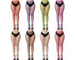 Allecto Plus - 8 paar netkousen panty met hoge taille en kousen voor vrouwen - Trendy en comfortabel