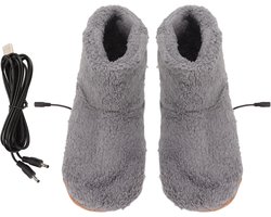 Allecto- Verwarmbare Voetwarmer - Elektrisch - USB Opladen - Zachte Pluche - Warming - Schoenen voor Vrouwen en Mannen - Grijs - Geschikt voor Koude Voeten