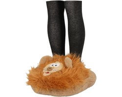Apollo Grote voetenwarmer slof - leeuw - bruin - one size - 30 x 27 cm - polyester - dierensloffen