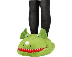 Apollo Grote voetenwarmer slof - monster - groen - one size - 30 x 27 cm - polyester - dierensloffen