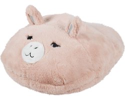 Apollo Grote voetenwarmer slof - varkentje roze - one size - 30 x 27 cm - Dierensloffen/dierenpantoffels