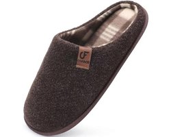 Comfortabele Vilt Pantoffels voor Heren met Antislip Rubber Zool - Maat 40-49 - Donkerbruin