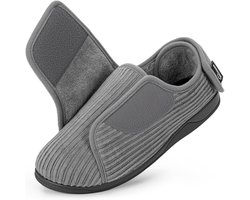 Corduroy Dames Pantoffels met Traagschuim en Verstelbare Sluiting - Comfortabele Huisschoenen voor Brede & Gezwollen Voeten