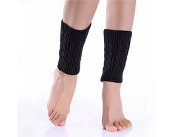 Dames Gebreide Winter Beenwarmers – Korte Laarsmanchetten & Voetwarmers voor Leggings, Mode Winter Accessoires-ZWART