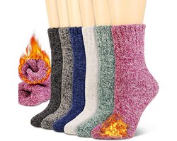 Dikke Thermo Sokken voor Dames - Merinowol - 6 Paar Verwarmde Sokken voor Koude Weer Activiteiten