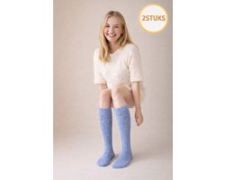 Dikke Winter Kniesokken Dames (2 Paar) – Voetwarmer – Warme Pluche Kniesokken Dames – Koraal Fleece – Extra Warm & Zacht – One Size – Voor Koude Dagen