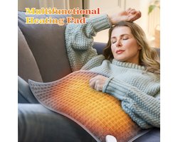 Elektrische deken/voetenwarmer voor huishoudelijk gebruik, 30 x 60 cm, geschikt voor rug, schouders, nek en voeten, 9 instelbare temperatuurstanden, 4 timerstanden, snelle opwarming, oververhittingsbeveiliging, grijs.