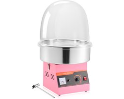 Elektrische suikerspinmachine - Suikerspinmaker - 1000W Vermogen - Met Deksel/Spatkap - RVS Kom - Inclusief Suikerlepel - Roze
